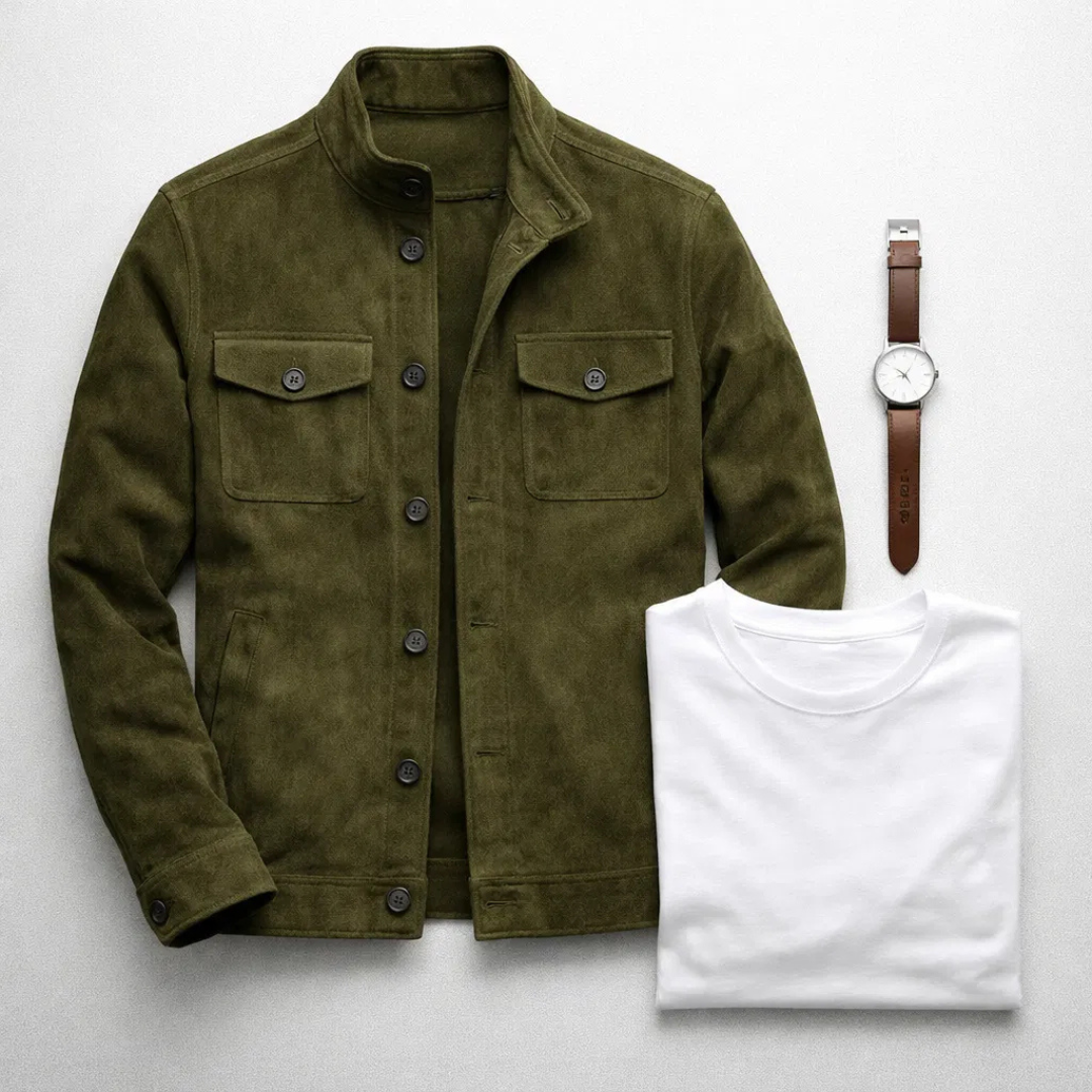 Tailored men's pocket jacket, embodying classic style for a sophisticated and versatile wardrobe.