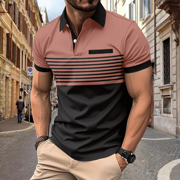 New men's polo shirt, an essential cotton blend top offering effortless style for both casual and smart casual occasions.
