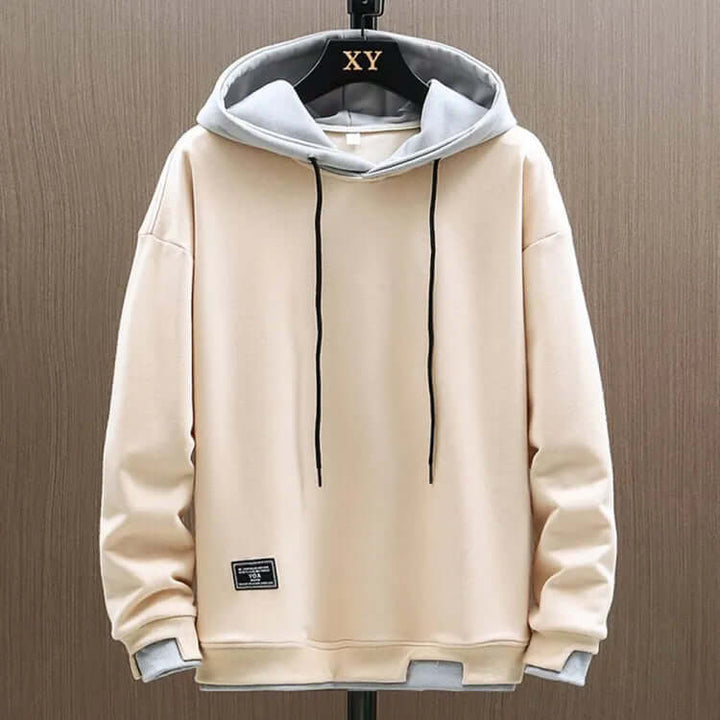 Comfortable blue men's pullover hoodie with an adjustable hood and kangaroo pocket for casual wear.
