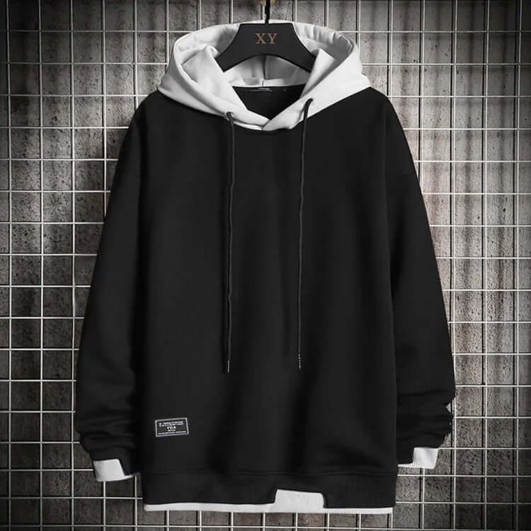 Gray men's classic hooded pullover, perfect for everyday comfort with its soft fabric and practical pockets.