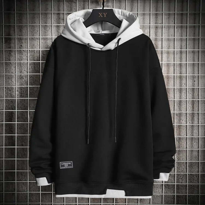 Gray men's classic hooded pullover, perfect for everyday comfort with its soft fabric and practical pockets.
