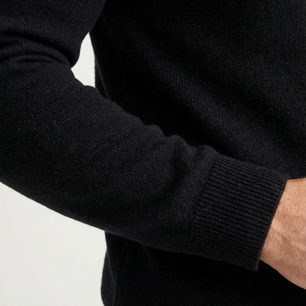 Stylish men's quarter-zip sweater, a classic pullover layering top for versatile menswear fashion.