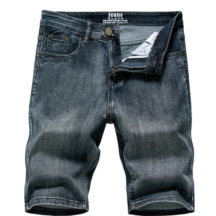 Blue men's relaxed fit summer shorts. Classic casual style, comfortable for everyday wear and mens fashion.