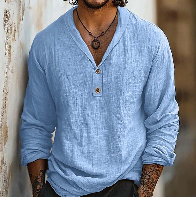 Classic men's vintage style long sleeve button up shirt. Perfect versatile retro top for casual & smart casual looks.