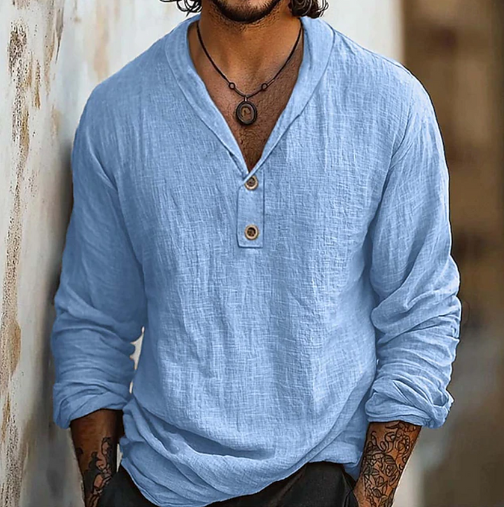 Classic men's vintage style long sleeve button up shirt. Perfect versatile retro top for casual & smart casual looks.