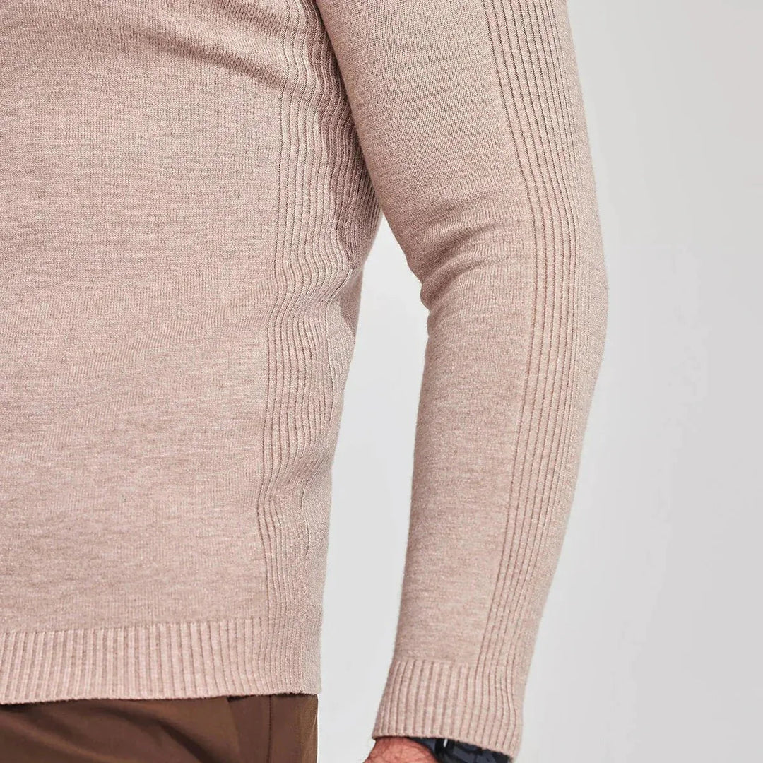Men's comfortable classic roll neck jumper in a rich, dark color, perfect for elegant winter menswear.