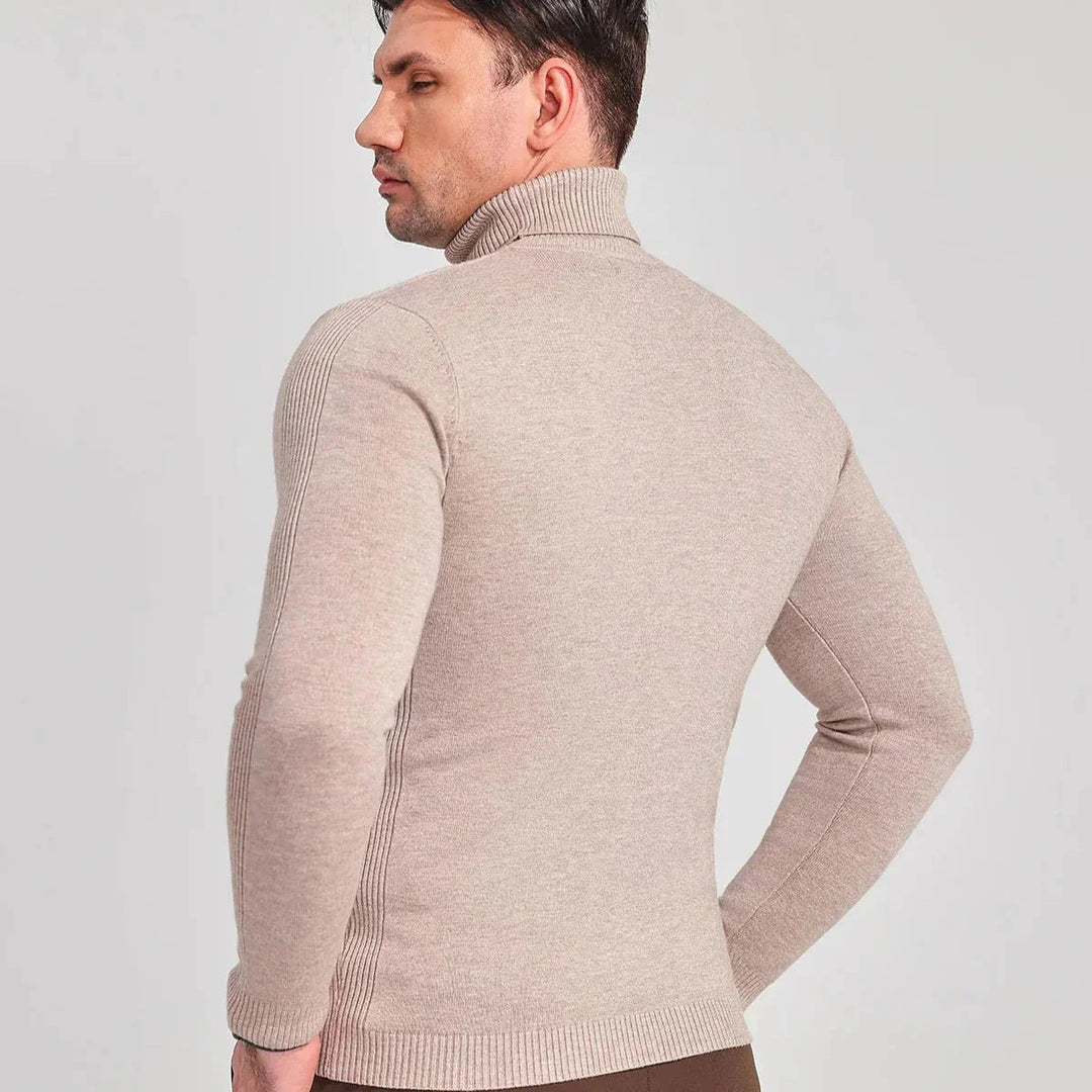 Stylish and timeless men's roll neck jumper, a long-sleeve essential for comfort and classic winter fashion.