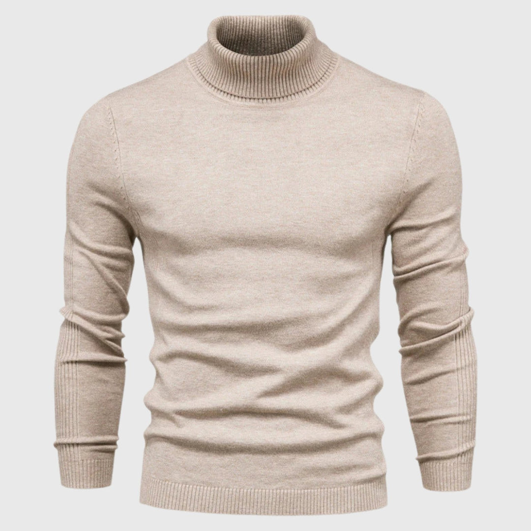 Menswear essential: a classic roll neck jumper for men, combining comfort with elegant, stylish appeal.