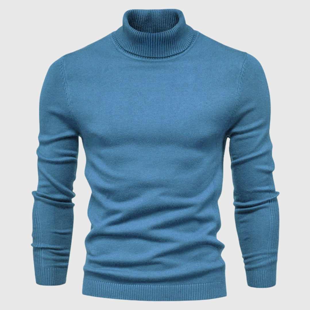 Timeless men's classic roll neck jumper in a luxurious knit, ensuring comfort and elegant winter style.