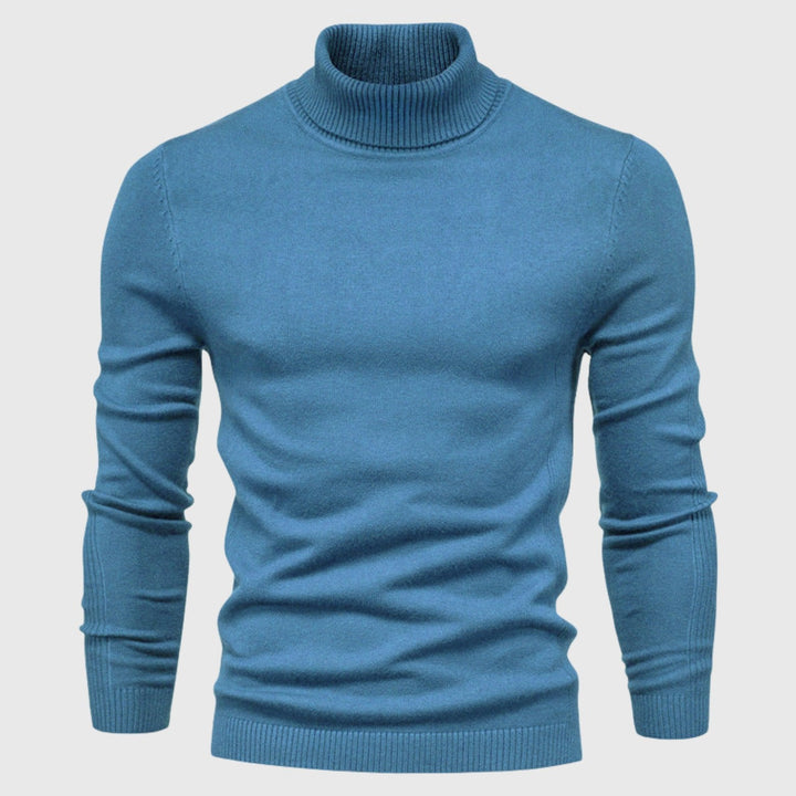 Timeless men's classic roll neck jumper in a luxurious knit, ensuring comfort and elegant winter style.
