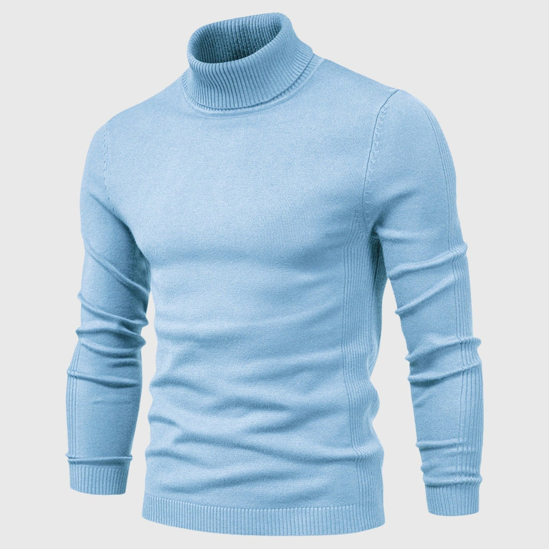 Elegant men's knit roll neck jumper, showcasing a classic design and ultimate comfort for stylish menswear.