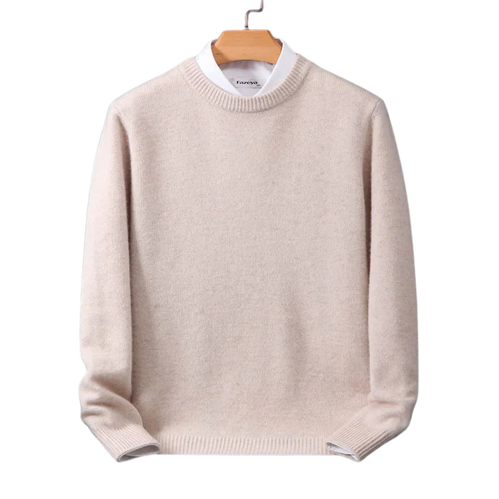 Long sleeve men's round neck sweater, an essential comfortable casual wear item for menswear.