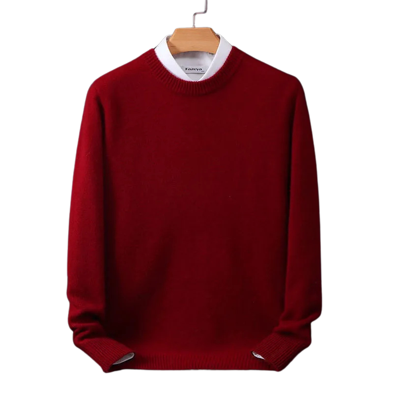 Soft men's classic round neck sweater, a versatile long sleeve pullover for everyday autumn and winter style.