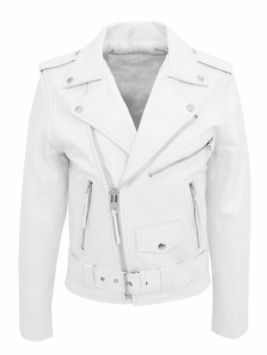 Men's classic rugged biker jacket with an asymmetrical zip, lapel collar, and tailored fit, perfect for motorcycle style.