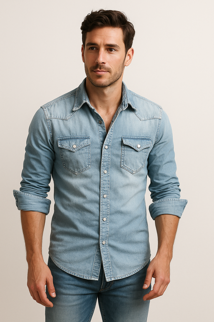 Men's classic short sleeve button-up shirt, perfect for versatile casual and smart casual wear.