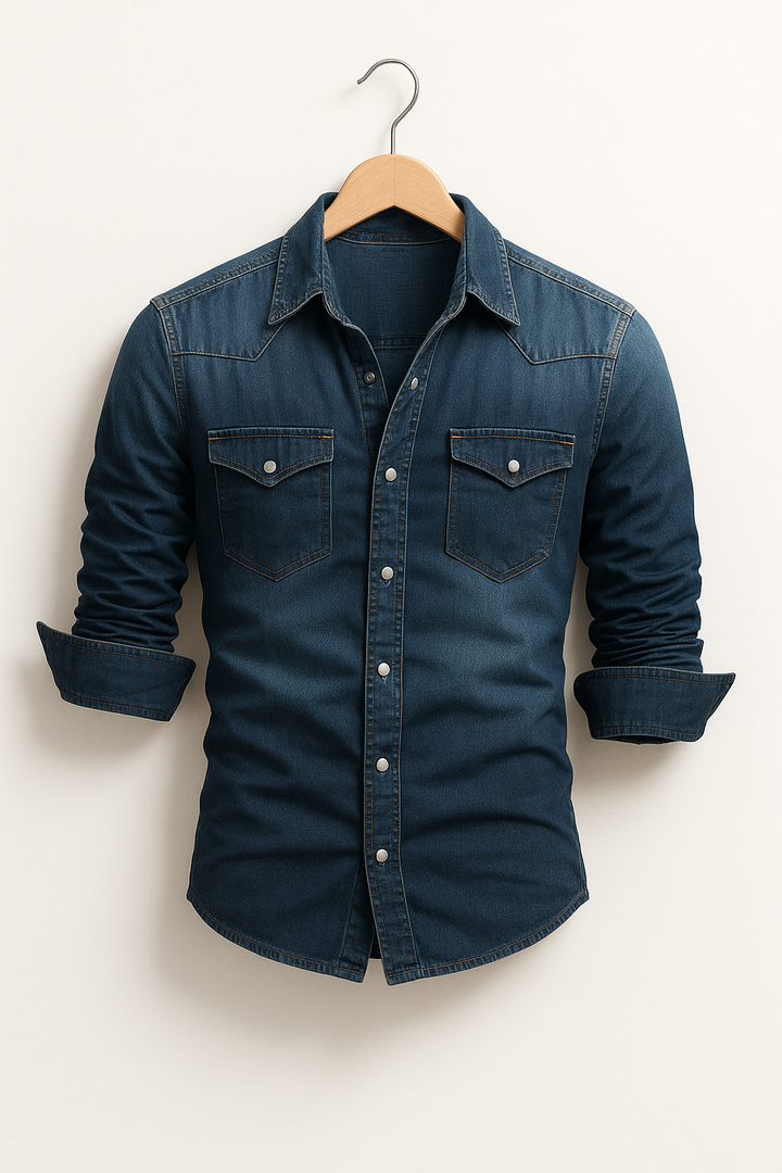 Classic men's short sleeve button-up shirt, ideal for a refined yet comfortable everyday look.