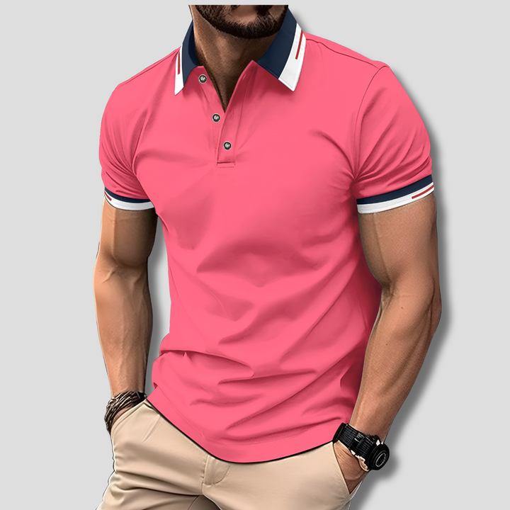 Stylish orange men's polo shirt, a comfortable short sleeve top for everyday wear and versatile casual outfits.
