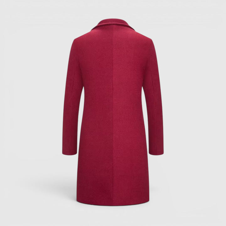Stylish men's winter coat, single-breasted trench, offering a formal look.