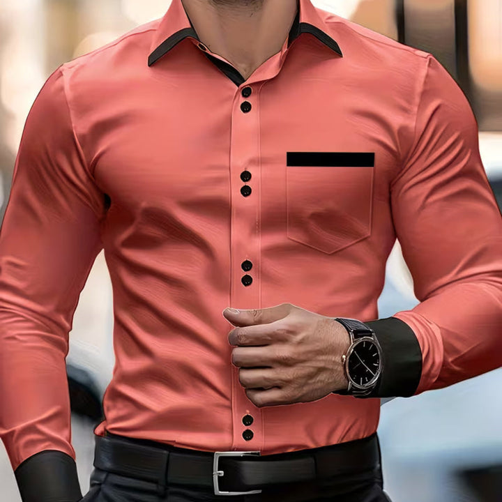 Must-have men's slim fit collared button-down shirt. Classic design, long sleeve, perfect for office, formal, or casual.
