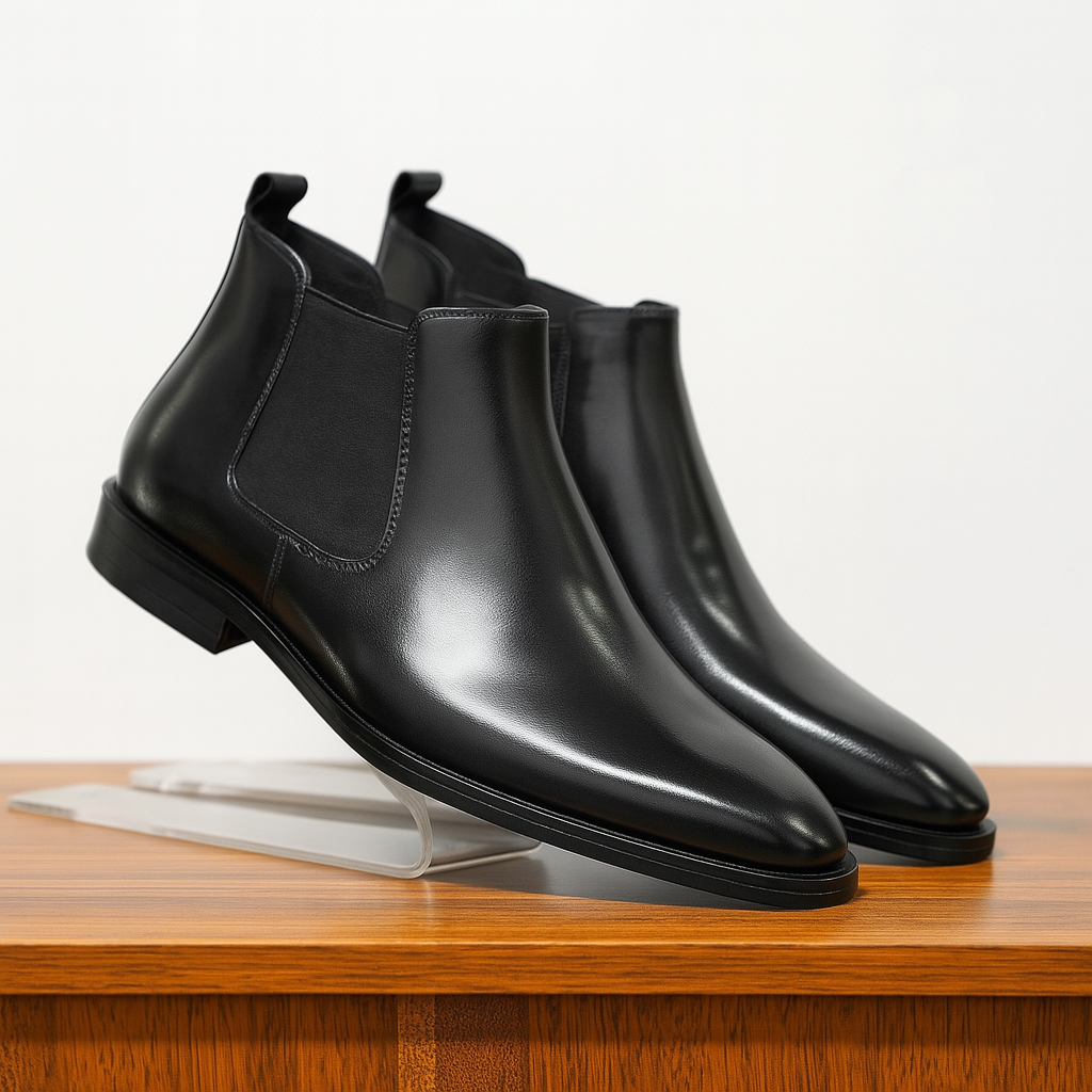 Handmade men's comfortable slip-on Chelsea boots, versatile ankle footwear for modern classic fashion.