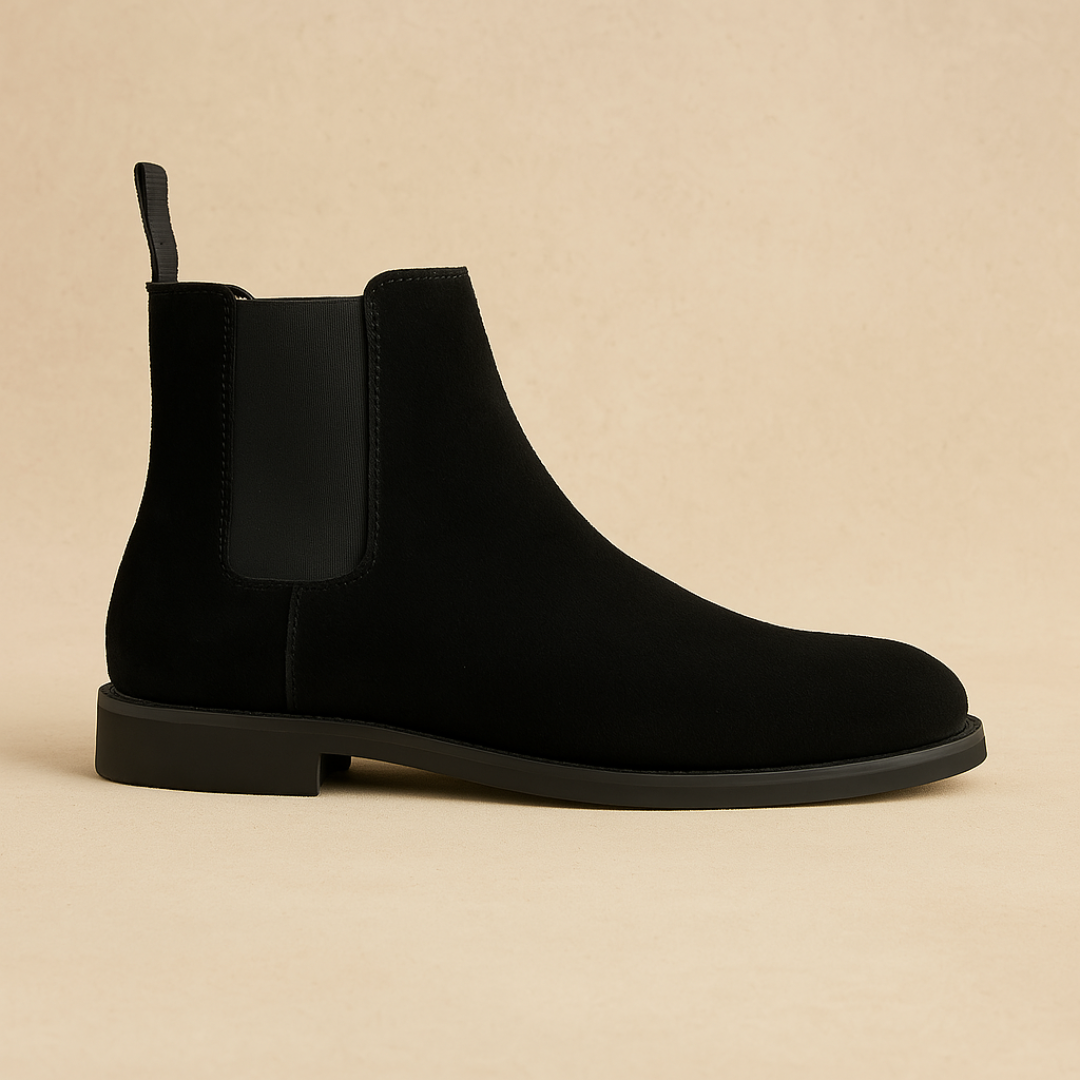 Modern men's fashion: sleek slip-on Chelsea boots, blending classic style with ultimate comfort.