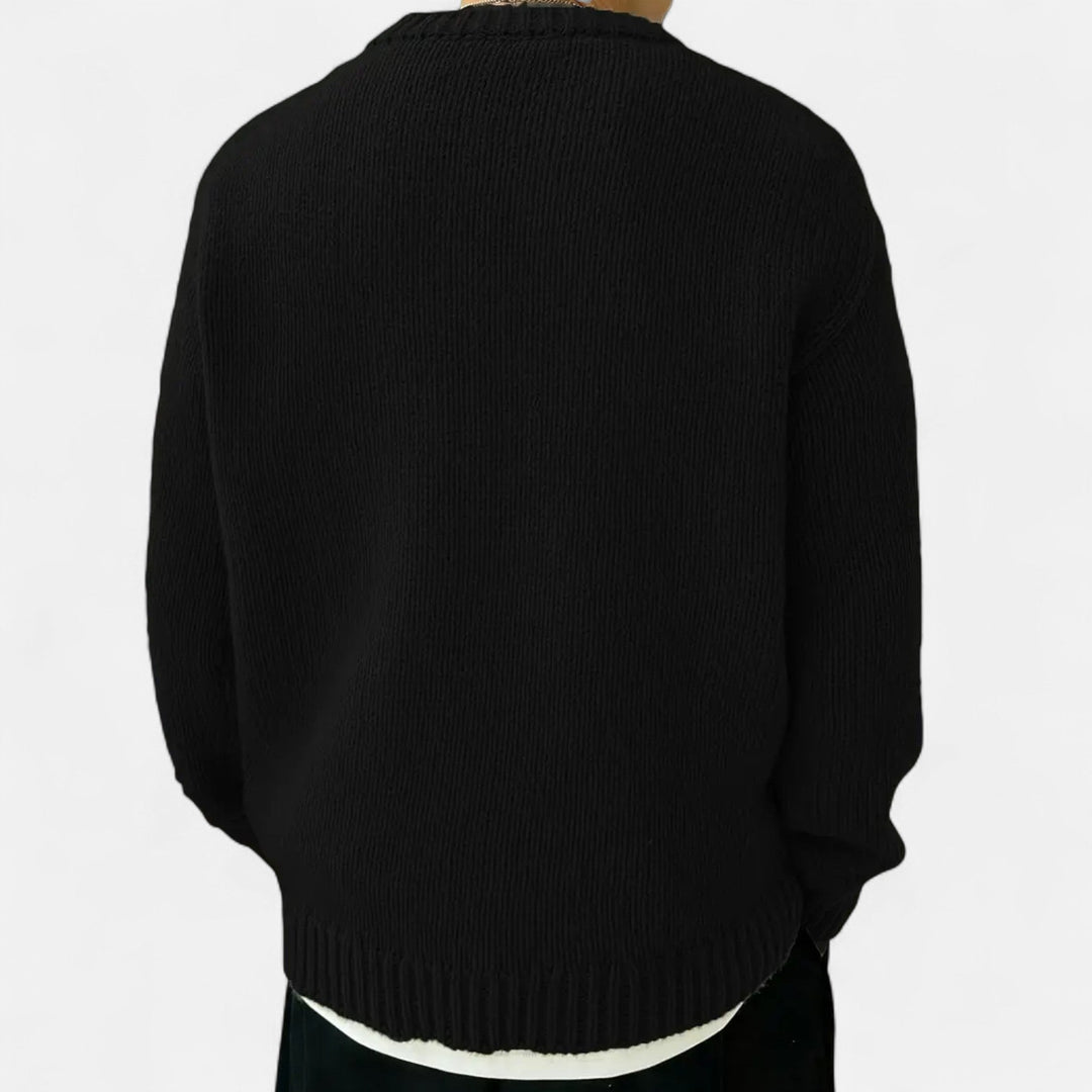 Classic men's solid crew neck pullover sweater. Comfortable, versatile for autumn/winter layering & casual fashion.