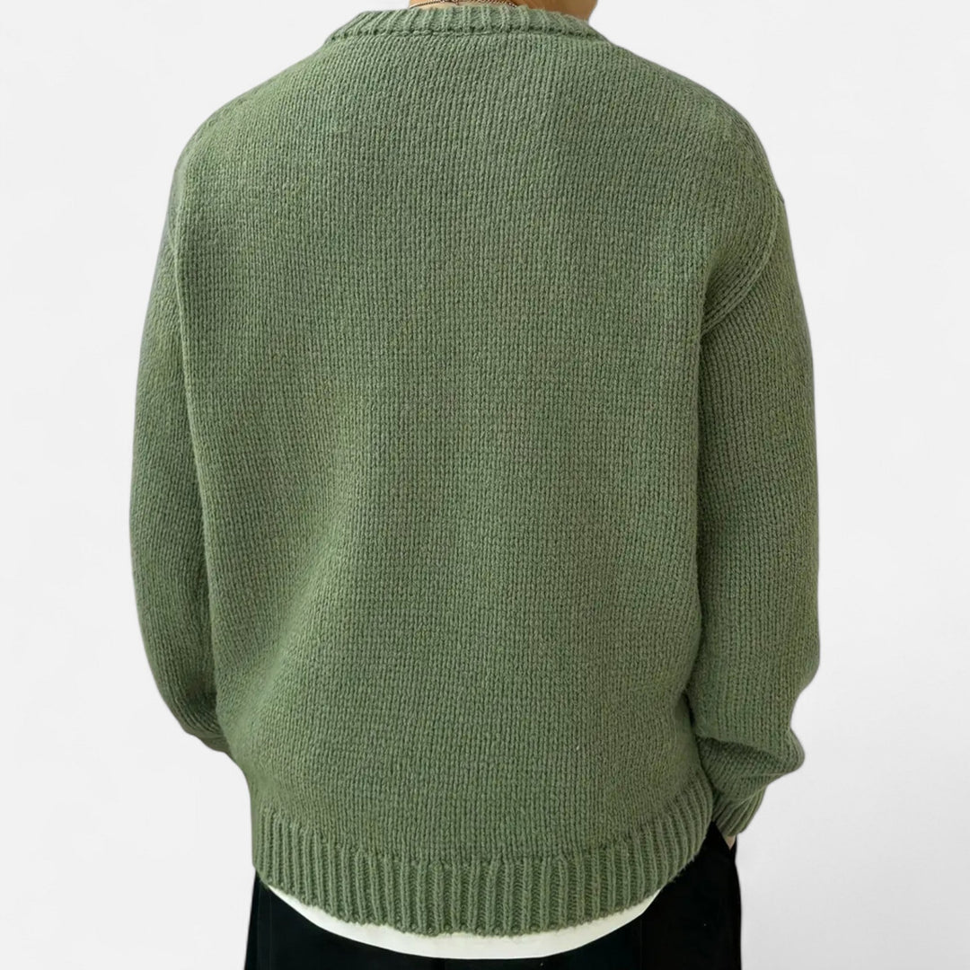 Stylish men's solid crew neck sweater. A versatile classic fit pullover for autumn & winter fashion.