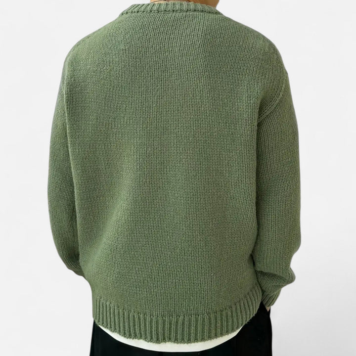 Stylish men's solid crew neck sweater. A versatile classic fit pullover for autumn & winter fashion.