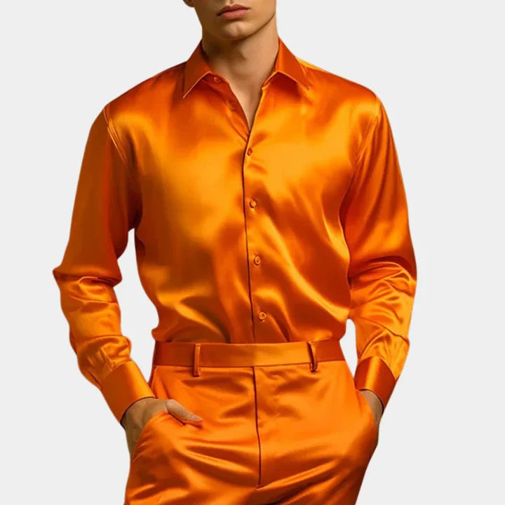 Stylish men's long sleeve stretch button-down shirt. Versatile & comfortable for men's fashion & daily wear.