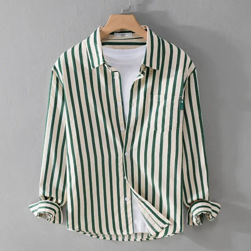 Men's classic striped long-sleeve button-down shirt for smart-casual style. Perfect for everyday fashion.