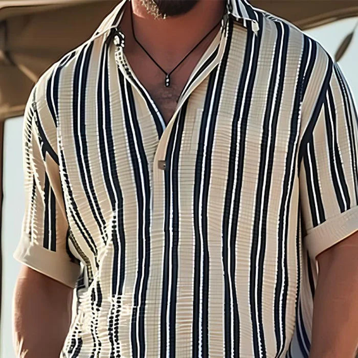 Elegant men's classic striped shirt, breathable and comfortable. Timeless old money style, perfect for sophisticated looks.