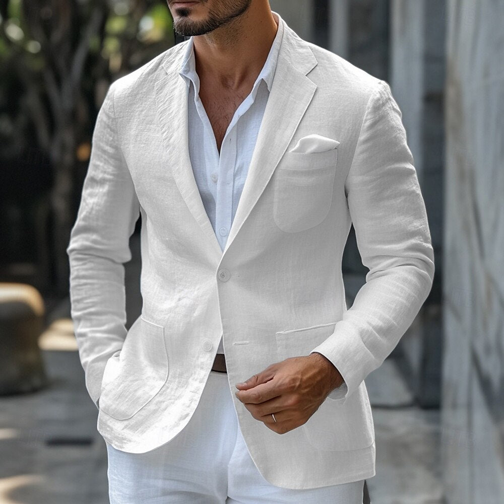 Men's classic summer blazer jacket, perfect for smart casual or formal occasions. Tailored fit for an elegant look.