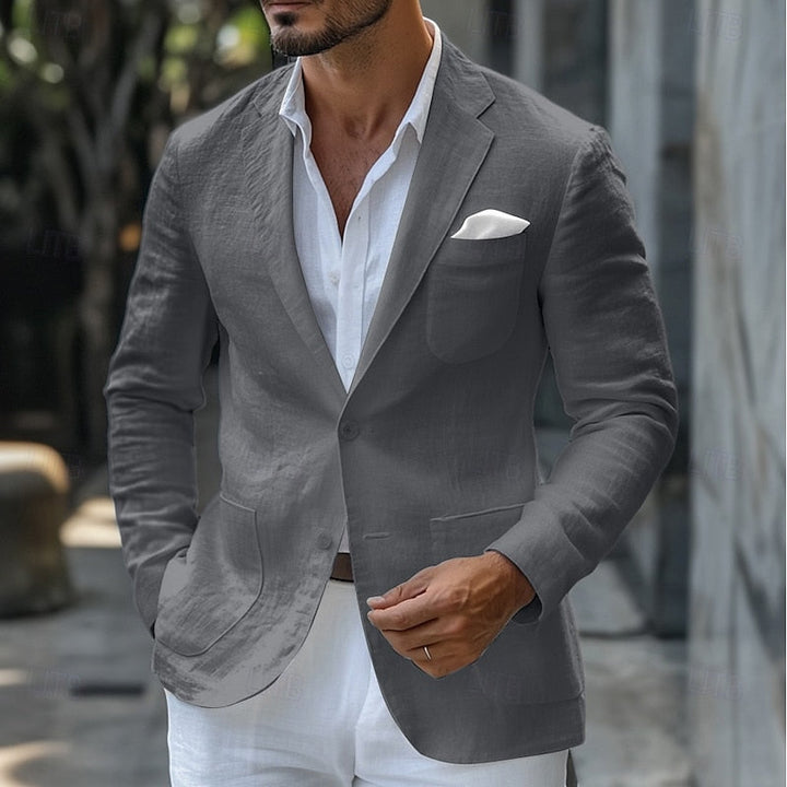 Elegant men's blazer with a sophisticated design, offering a chic and smart style for any summer event.