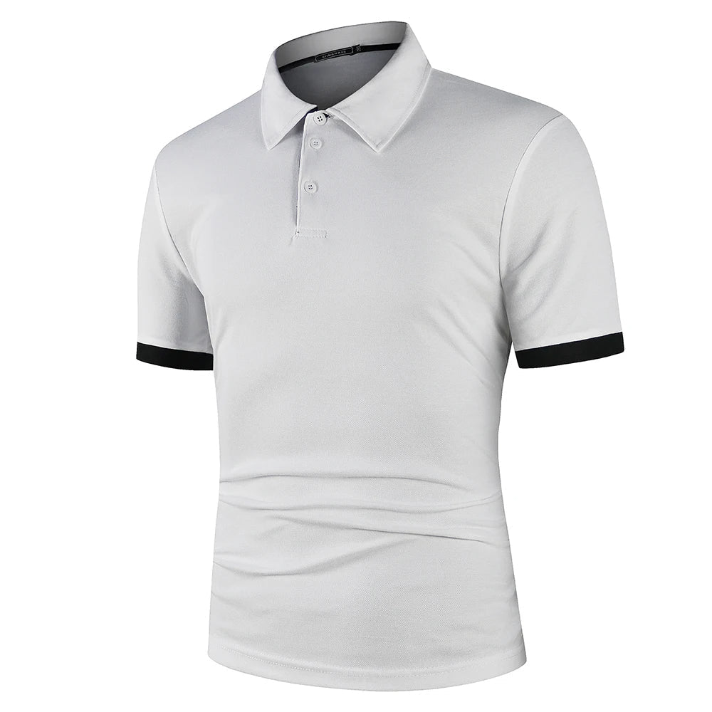 Stylish men's classic polo shirt, lightweight & breathable, ideal for smart casual summer comfort.