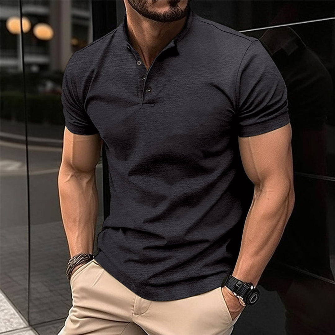 Men's classic tailored polo shirt, short sleeve. Ideal for smart casual or everyday style, versatile spring/summer fashion.