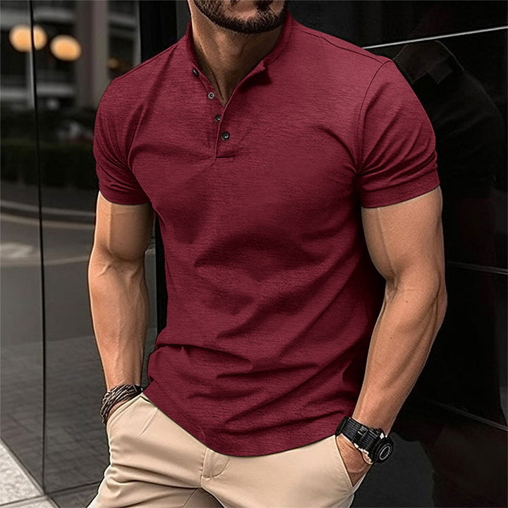 Classic men's tailored polo shirt, short sleeve with button-down placket. Versatile for casual wear & smart everyday style.