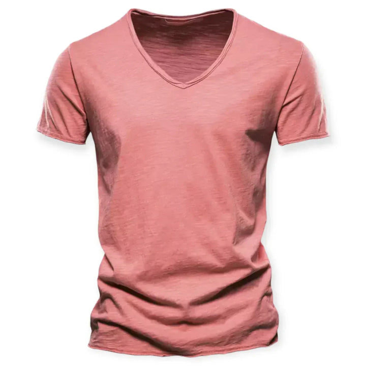 Men's solid color V-neck t-shirt, a versatile top for everyday wear, offering classic comfort and style.