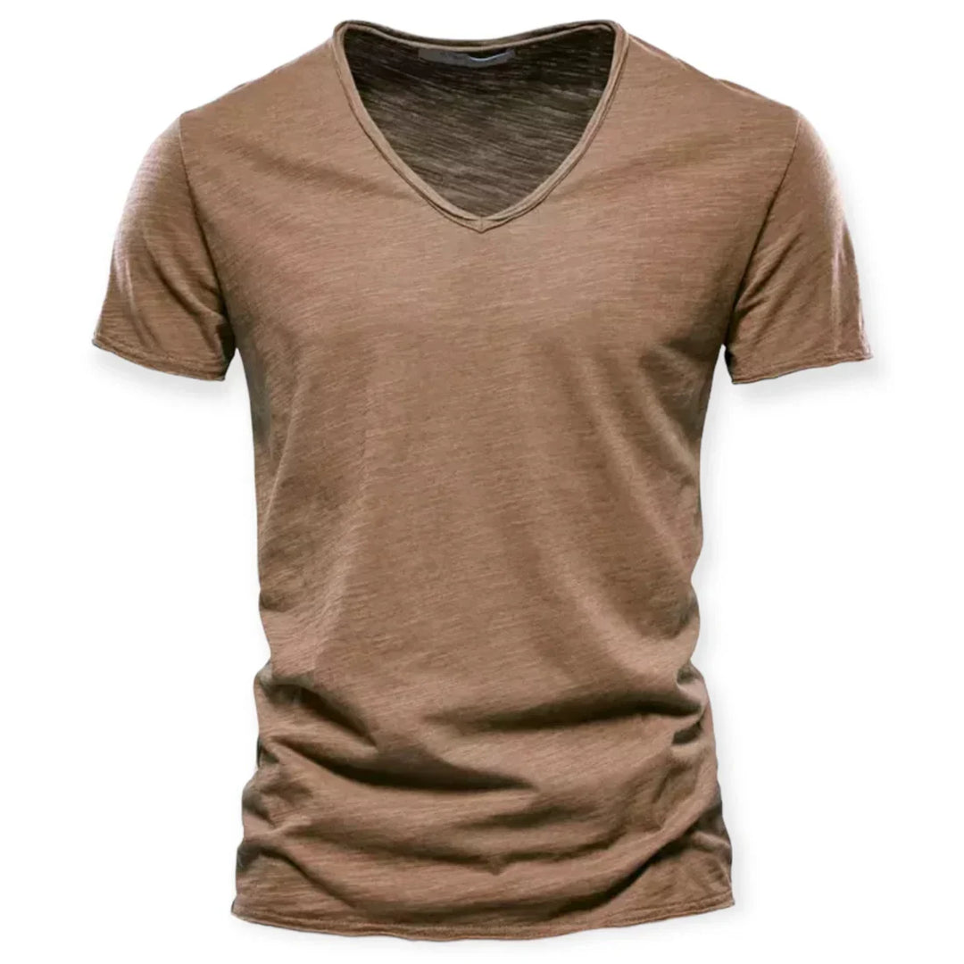 Versatile men's V-neck t-shirt, a new wardrobe staple. Stylish short sleeve for everyday comfort & fashion.