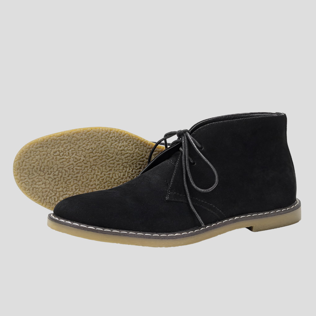 Durable men's desert boots. Classic vintage style for casual everyday wear. Comfortable and fashionable footwear.