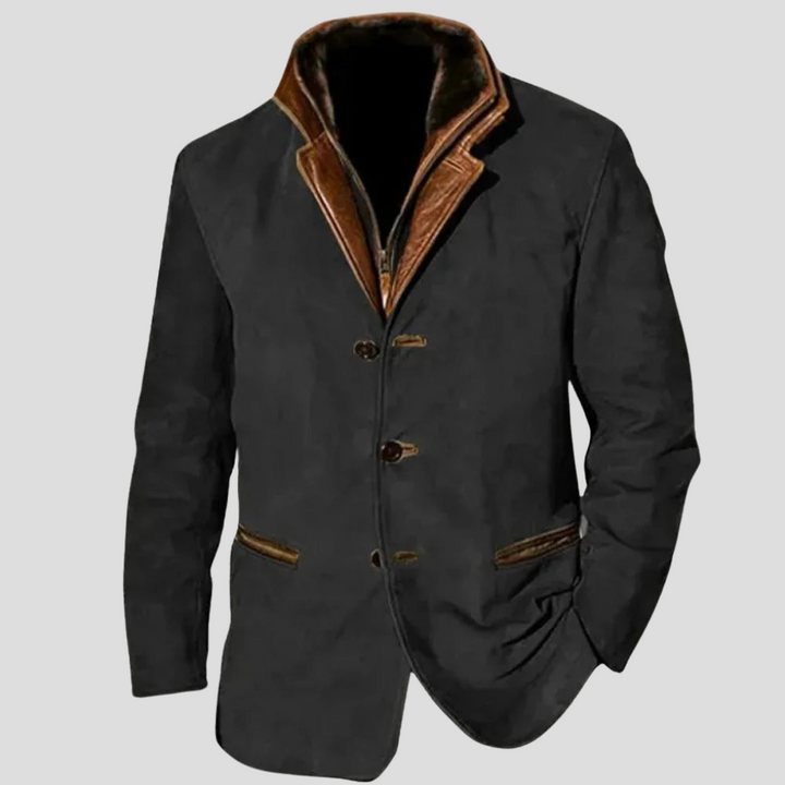 Full view of men's classic vintage jacket, an essential for men's fashion. Versatile outerwear for spring & fall.