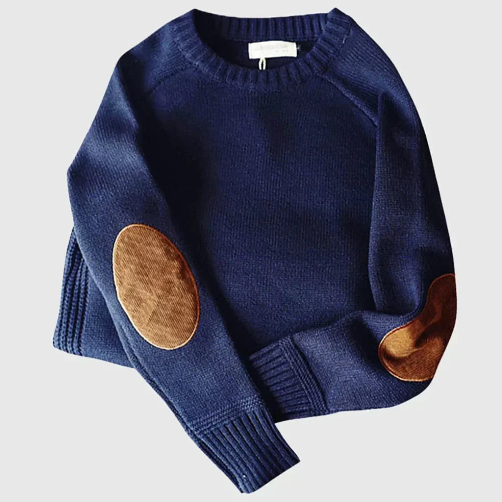 Warm men's crew neck sweater, perfect for winter layering. Classic long sleeve design, cozy for cold weather.