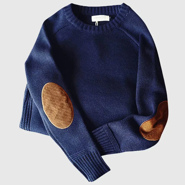 Warm men's crew neck sweater, perfect for winter layering. Classic long sleeve design, cozy for cold weather.