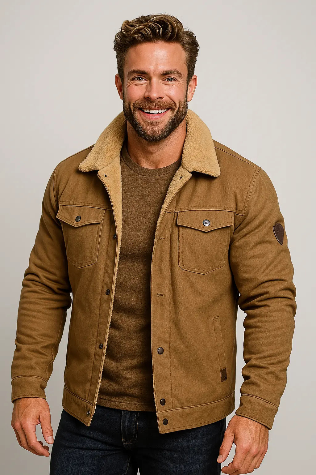 Men's classic warm winter jacket with a cozy collar, perfect for cold weather.