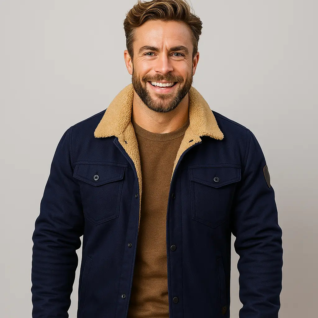Classic men's warm winter jacket, versatile outerwear for smart casual looks.