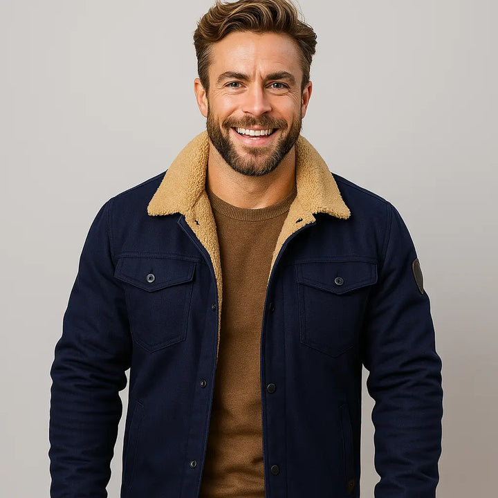 Classic men's warm winter jacket, versatile outerwear for smart casual looks.