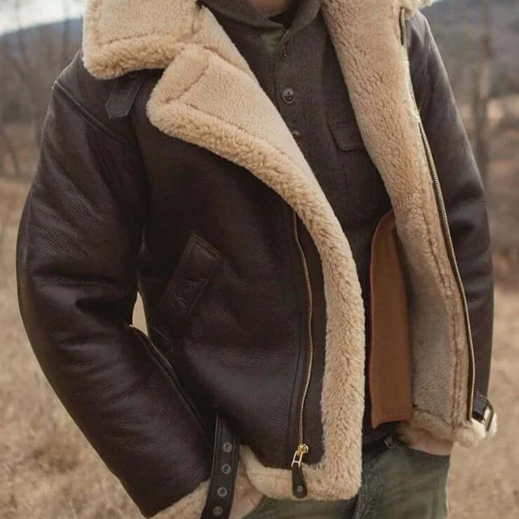 Men's classic winter flying jacket, a stylish & warm bomber jacket for cold weather outerwear.