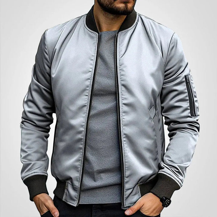Versatile men's classic bomber jacket. A stylish zip-up flight jacket for everyday wear, perfect for spring/fall.