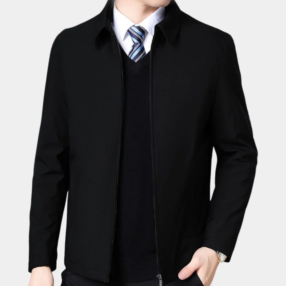 Men's classic zip-up fall jacket with tailored fit, perfect for everyday style & transitional spring weather.