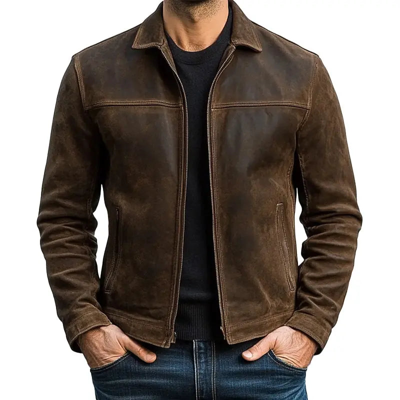 Men's classic zipper jacket in a versatile modern fit, perfect casual outerwear for all seasons.