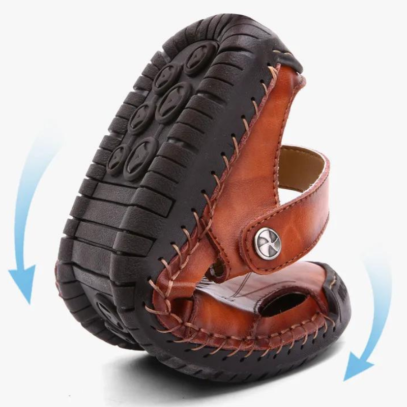 Pair of men's closed-toe comfort sandals. Breathable, anti-slip, versatile for walking, casual & outdoor wear.